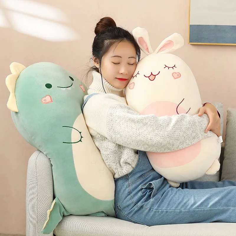 45~80cm Stuffed Cartoon Standing Animal Doll Huggable Dino Bunny Unicorn Soft Plush Toy With Zipper Lovely Buddy Xmas Gift 220222