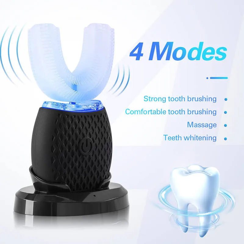 Brosse à dents à ultrasons électrique automatique sonique à 360 degrés pour adultes rechargeable améliorée 220224