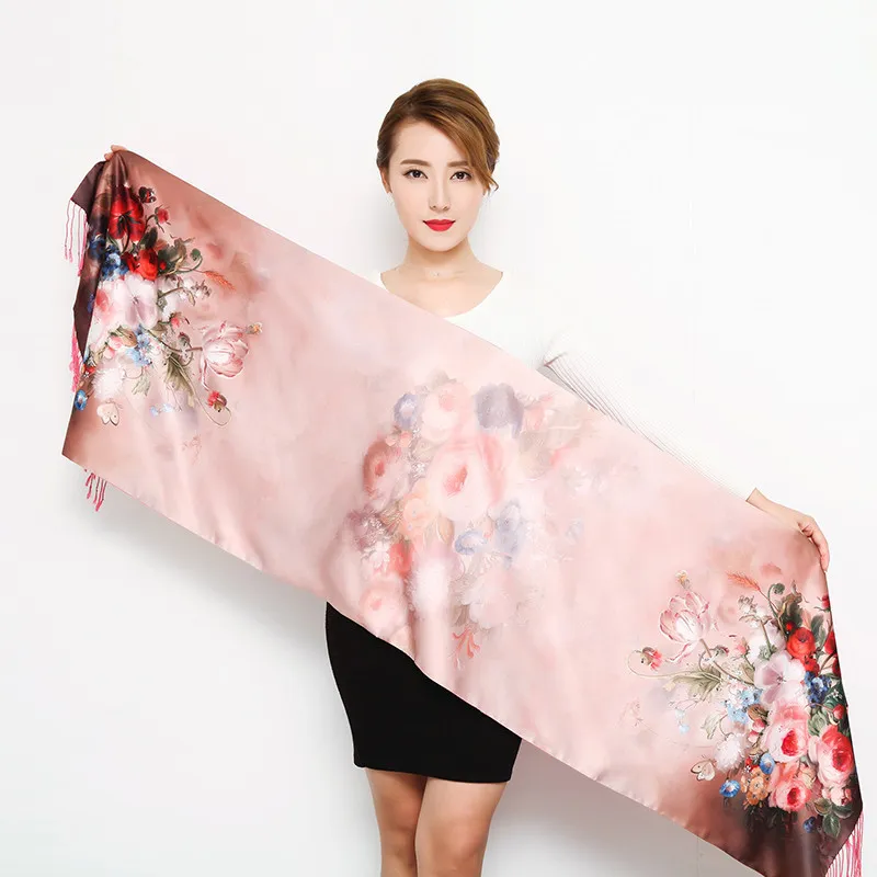 Thick Autumn winter women scarves long section double-sided scarf Chinese style silk shawl ladies wrap Cashmere pashmina muffler Y1970