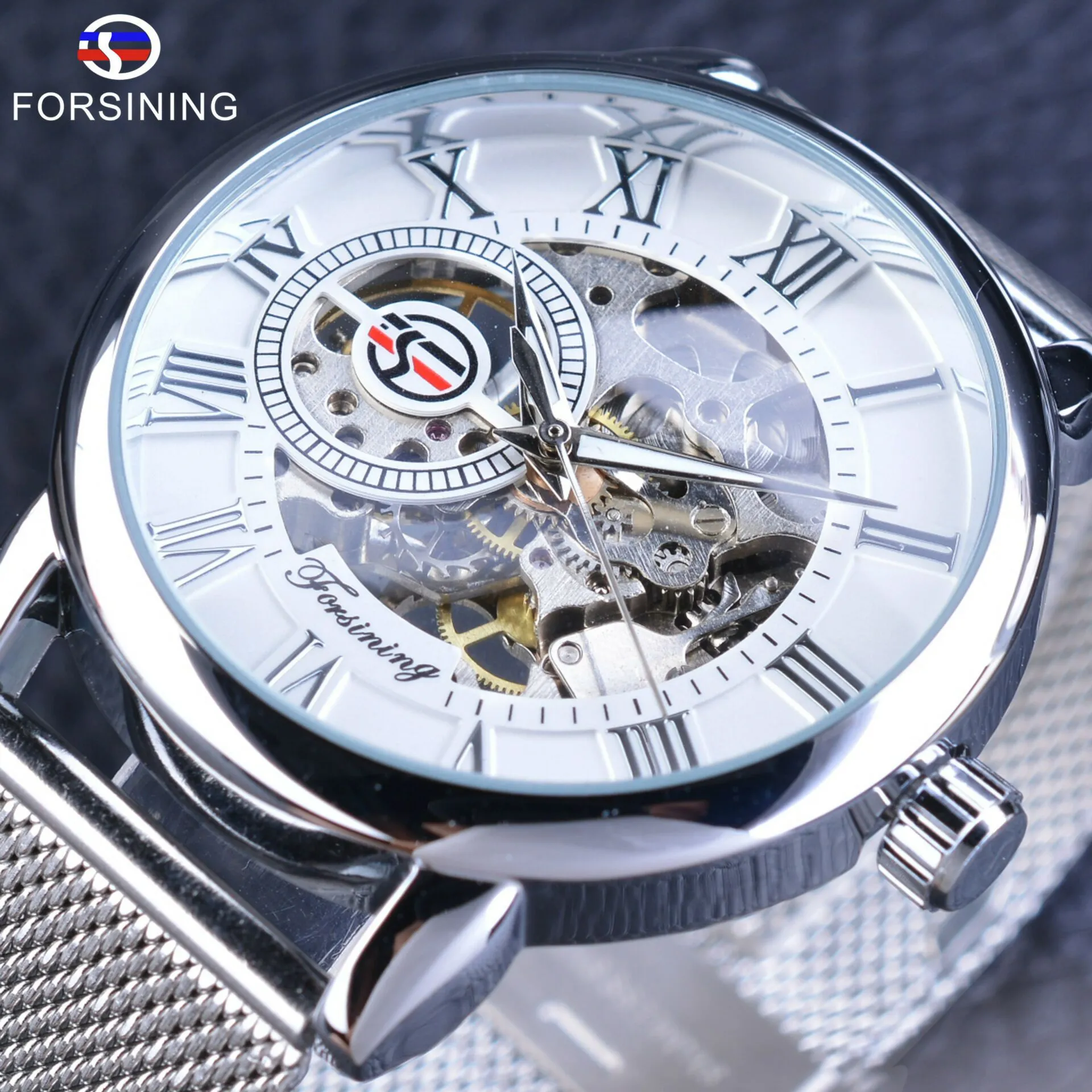 Новый подход Fusini Внешний вид популярного стиля, ручный стиль, полые механические часы Mens Mens Steel Belt Watch Wharewatche2435561