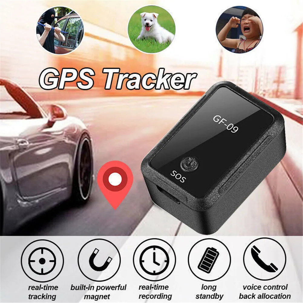 GF-09 Mini rastreador GPS APP Control dispositivo antirrobo localizador magnético grabadora de voz para vehículo/coche/ubicación de persona