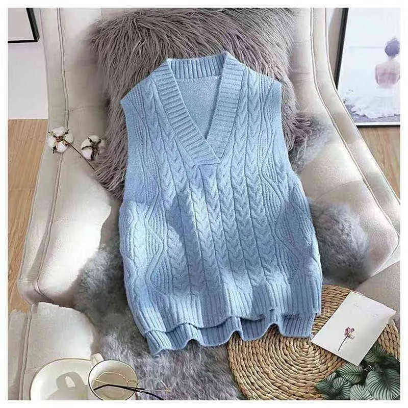 Twist Pullover Sweater Yelek Kadınlar Sonbahar Gevşek Net Kırmızı V-Gutcoat Yün Örme Yelek Kadınlar 220125