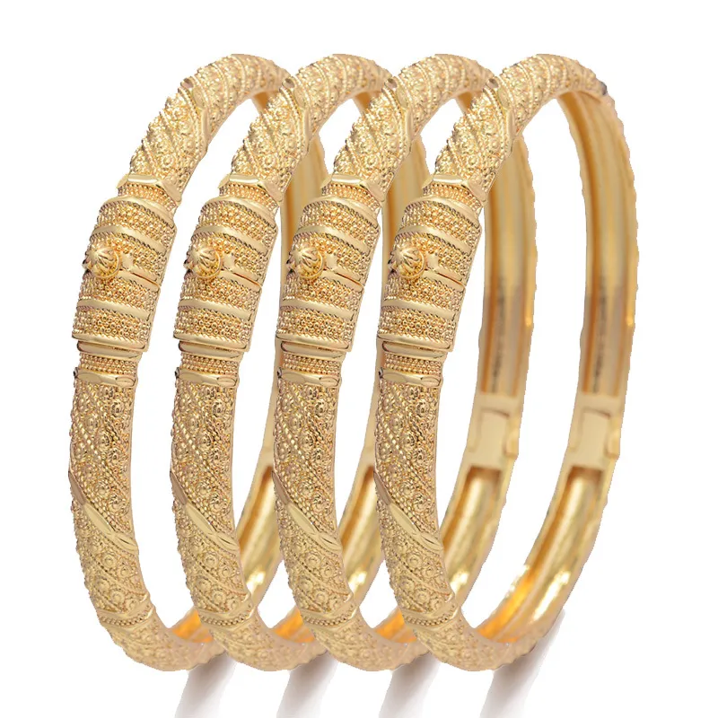 Wando 24K Queen Koppar Bangles Guldfärg Bangles För Män / Kvinnor Blomma Smycken 6cm Bred Bröllop Armband Gåva 0930