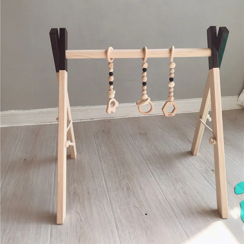 Nordic Style Baby Gym Play Nursery Sensory Ring-pull Toy Wooden Frame Infant Room Toddler Clothes Rack Gift Kids Room Decor C1003235l