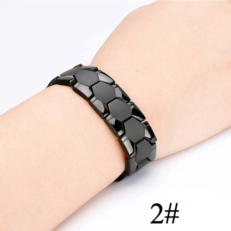 Men Women Magnetic Health Bracelet Black Titanium Steel Power Therapy 4in1 Magnets Negative Ions Germanium Bangles Whole1455472