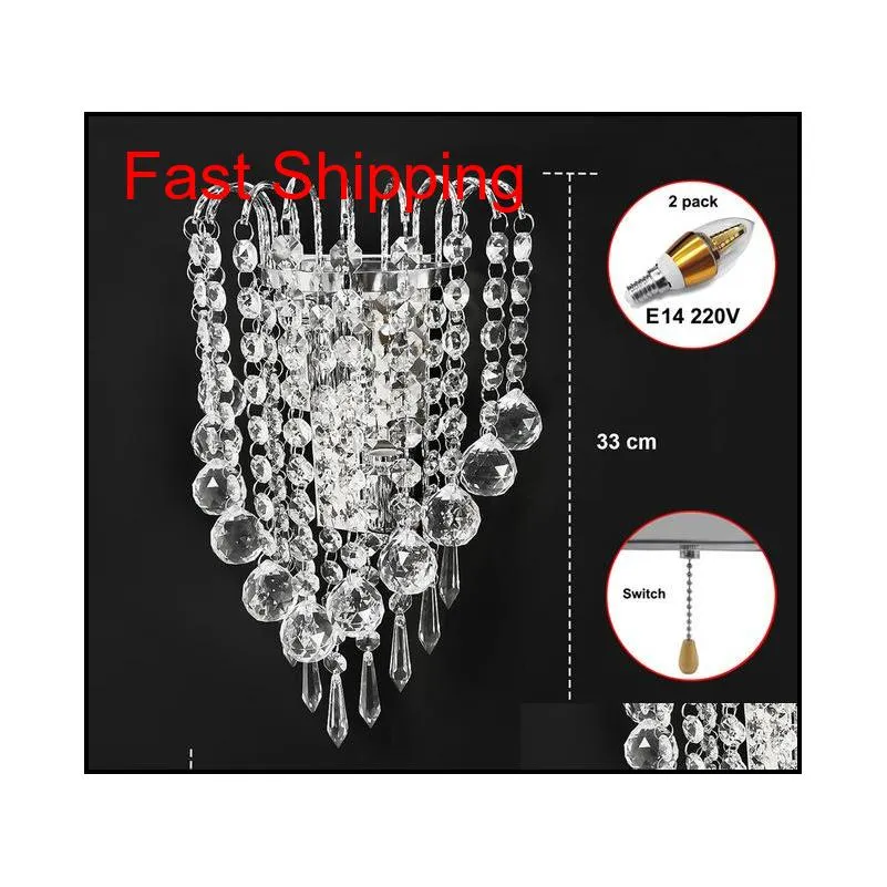 luces led e14 modern crystal mirror stainless steel wall lights lamps sconce fixtures lights for hallway bedside living room