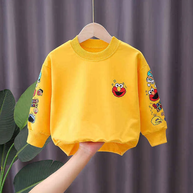 Barn Toppar Tecknad Sesam Street Sweatshirt Vår Höst Barn Långärmad T-shirts Baby Boy Girl Top Tees Casual Clothes G1224