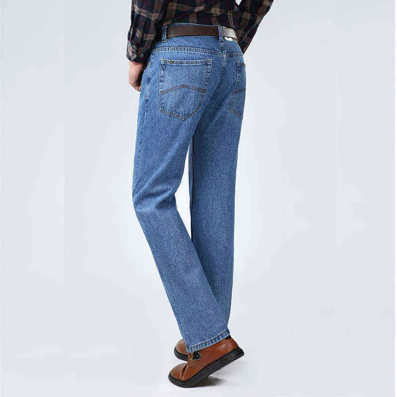Nouveaux hommes Jeans 100% coton taille haute droite classique bleu jean pour hommes automne pantalon Denim décontracté qualité doux hommes salopette G0104