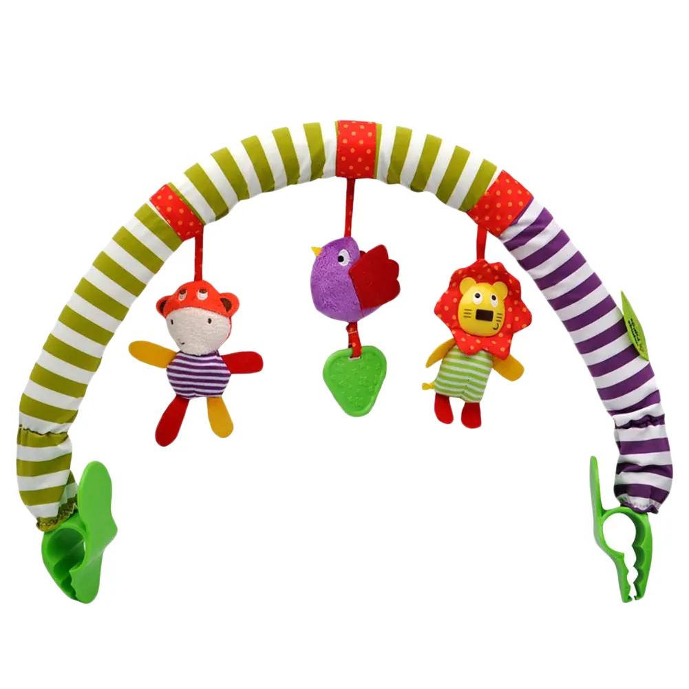 1 st båge sängklämma hängande klocka tecknad djur baby resa lek plysch leksak barnvagn spjälsäng baby cart hängande lj201114