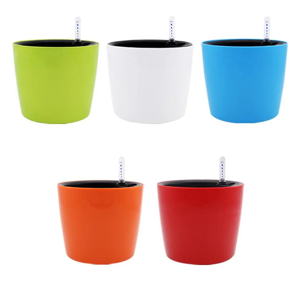 Pots de plantes à arrosage automatique respectueux de l'environnement avec affichage du niveau d'eau Pot de fleur de planteur d'herbes non toxique pour la décoration de jardin intérieur Y200723