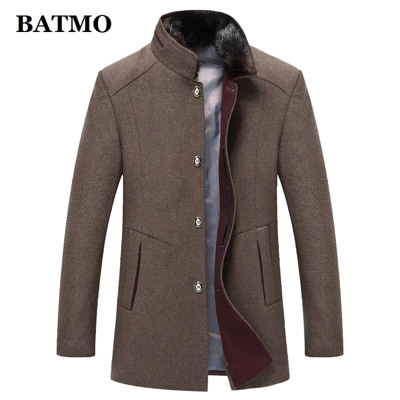 Batmo Ankunft Herbst Winter Hohe Qualität Wolle Pelzkragen Casual Trenchcoat Herren Jacken Plus Größe M 1786 LJ201110