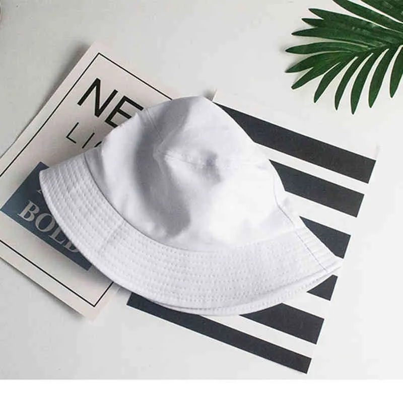 Fisherman Hat Woman Spring Summer Sunshade Hat Man Candy Color Flat Top Bucket Hats Head Outdoor Bucket Caps Cotton New G220311