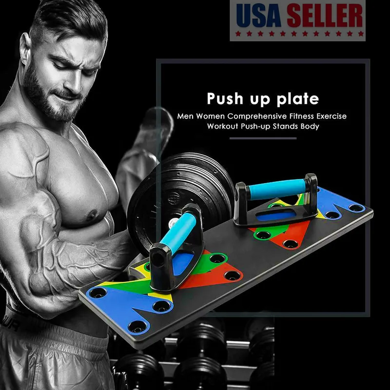 9 في 1 بناء جسم Push Up Rack Board System Fitness Gym Stand Stand Muscle Corning Tool 2202163573926