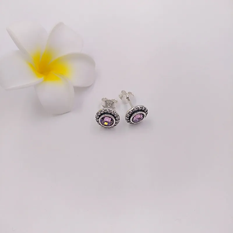 Varmdesigner smycken autentisk 925 sterling silver rosa kristall stud örhänge pandora örhängen lyx kvinnor valentin dag födelsedagspresent