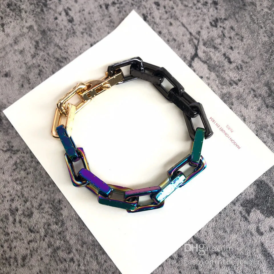Designer armbanden Sieraden Link Chain Mode armband vrouwen tienermeisjes Bamboe armband Retro verblinden oranje Regenboogkleuren Blauw plat186n