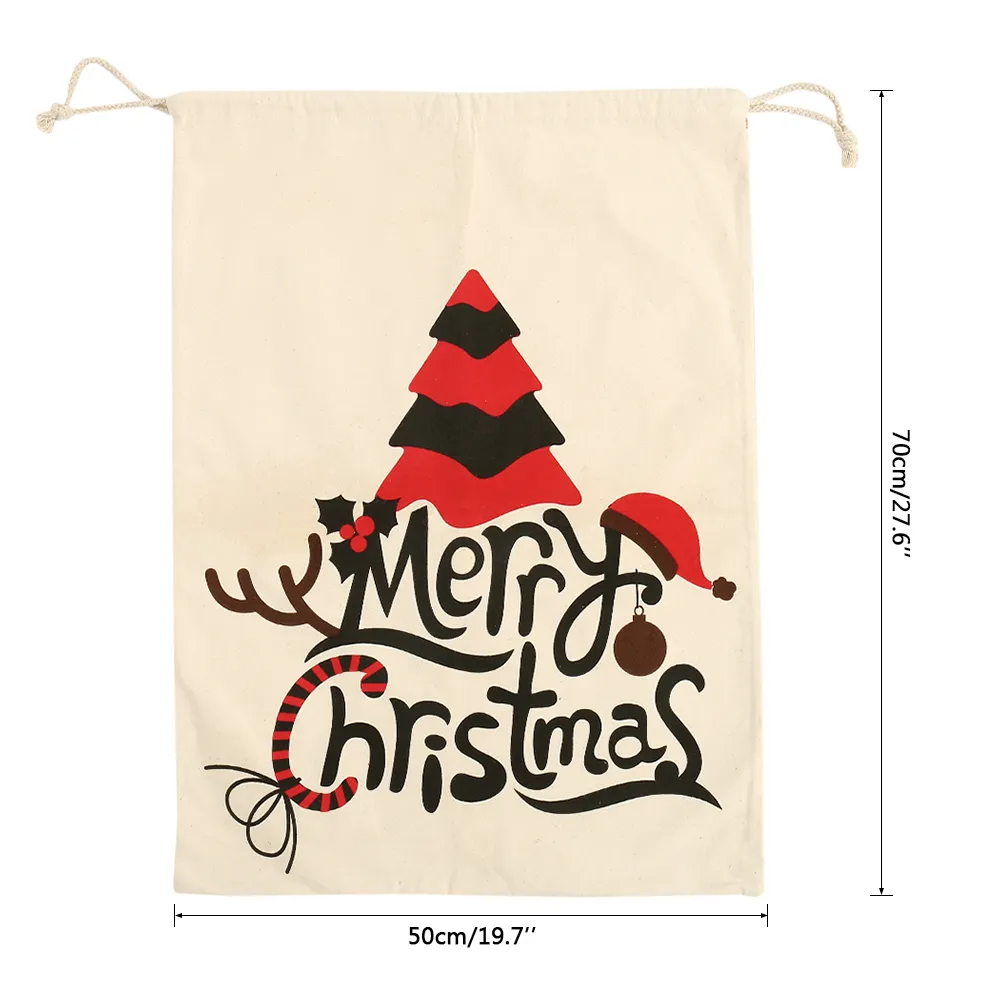 Presente de Natal Sacos Santa Sacos Drawstring Canvas Doces bolsa de lona grande Papai Noel Obrigado sacos Saco de presente Xmas Decoração 201128