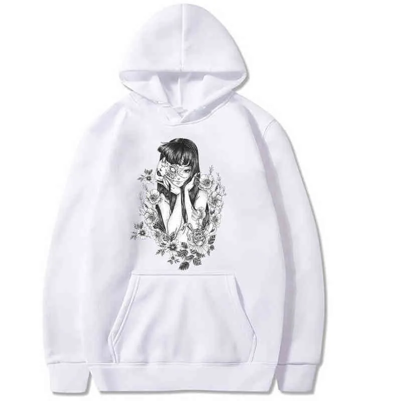 Japão Anime Manga Flor Junji Ito Hoodie para Homens Mulheres Manga Longa Anime Manga Suéter Pullover Tops Presente H1227