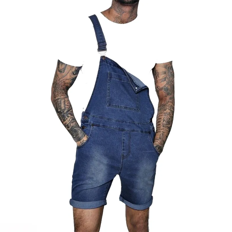 Pink Denim Overall Shorts for Men Fashion Hip Hop Streetwear Mens Jeans Plus Size Short Jean Jumpsuits 220301