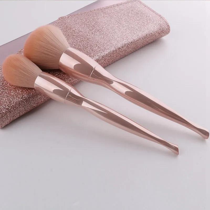 Makeup Brushes Set With PU Bag Plating Handle Professional Makeup Brushes Shadow Eyebrow Powder Make Up Brush Comestic Tool