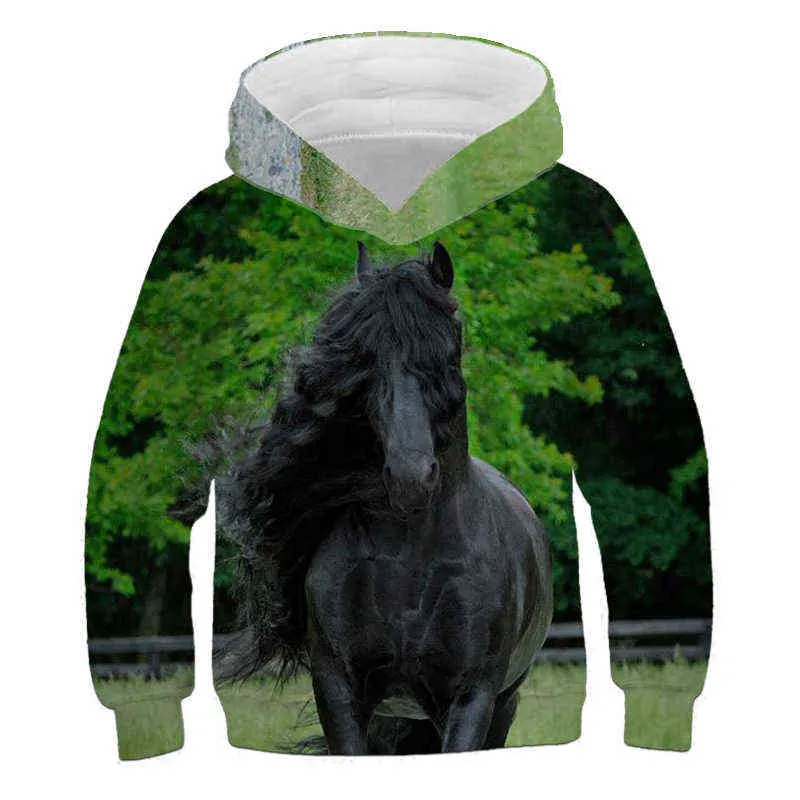 414 Years Big Child Sweatshirts Kids Winter Spring Autumn Outwear Boys Horse 3D Hoodies Girls Coats Fashion Clothes for Teen 220111388946