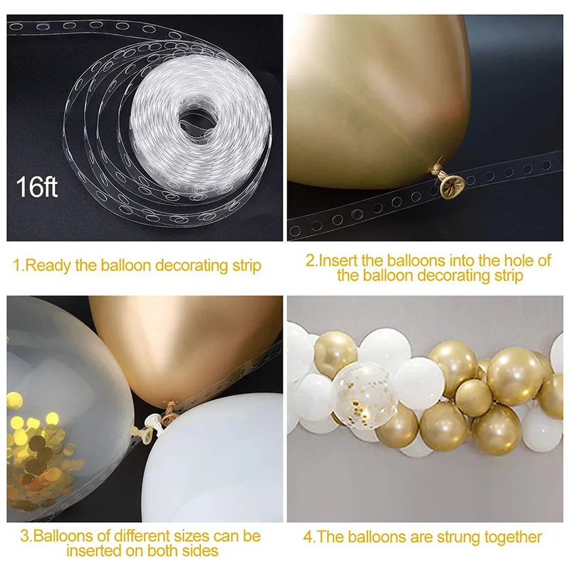 DIY White and Gold Confetti Balloons Arch/Garland Kit for Wedding Party Decoration Baby Shower Anniversary Decor T200524