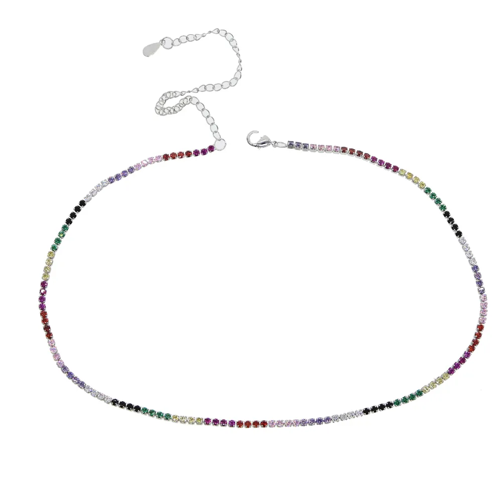 Trendy 2mm Cz Tennis Choker Necklace for Women Colorful White Red Green Elegance Multi Layer Trendy Fashion Women Gorgeous Jewelry European Design