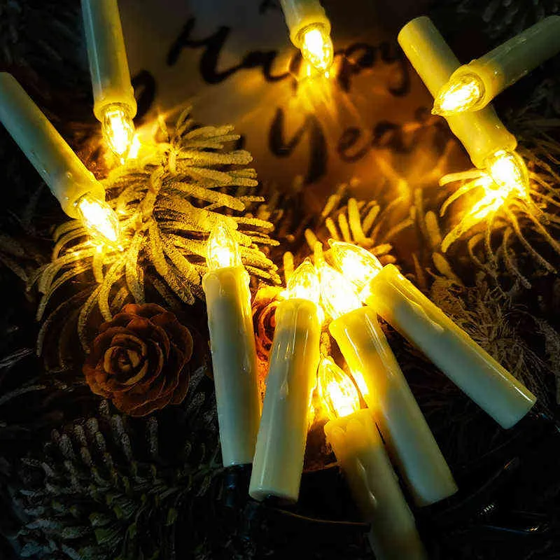 Nouvel An Bougie À Piles Avec Minuterie À Distance Sans Flamme Flicker Arbre De Noël Décor Bougie Lumière LED Guirlande Bougies H1222