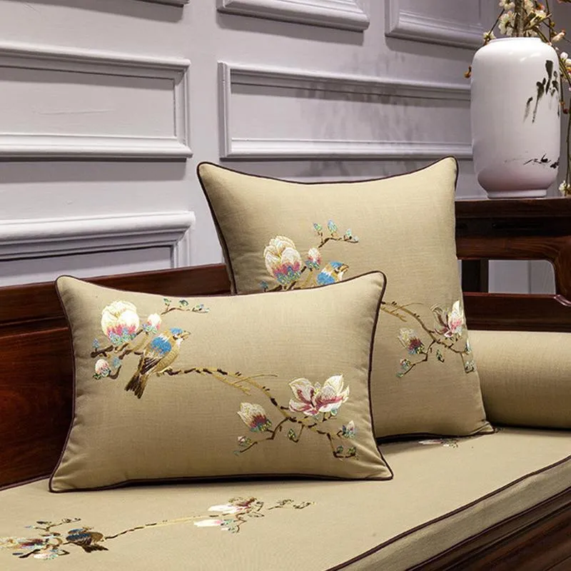 Chinese Embroidery Cushion Cover Flower Birds Luxury Pillows Cushions Cojines Decorativos Para Sofa Noble Women For Home Decor315R