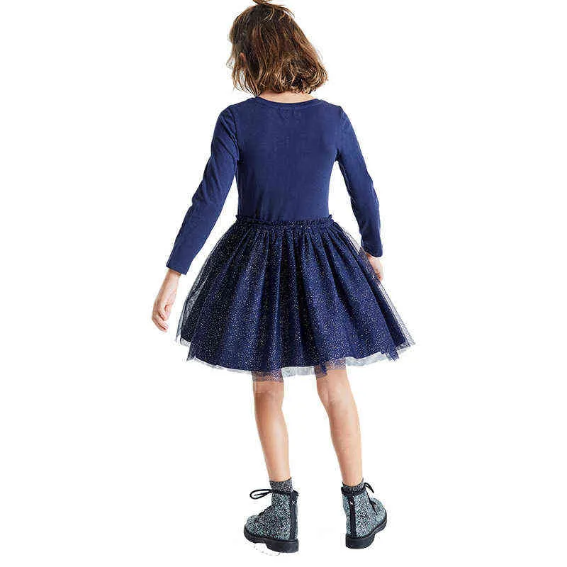 Kids Autumn Winter Dresses for Girls Star Sequins Princess Dress Long Sleeve Party Vestidos Baby Children Clothing 211231