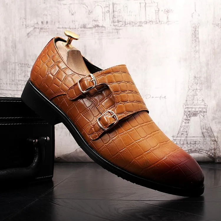 Unik italiensk designer mens ungdomsklänning skor lyxiga loafers krokodil mönster bröllop brudgum avslappnad skor EUR Storlek: 38-43
