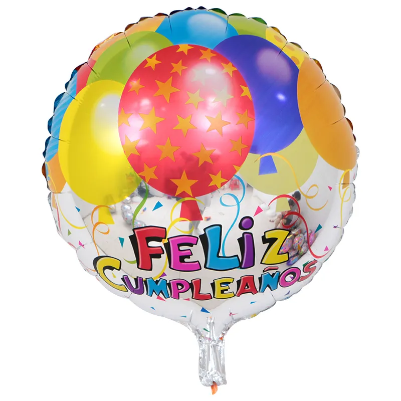 18inch New Spanish helium foil Feliz cumpleaños balloons globo happy birthday decor Rose Gold Round bulk sell 1027