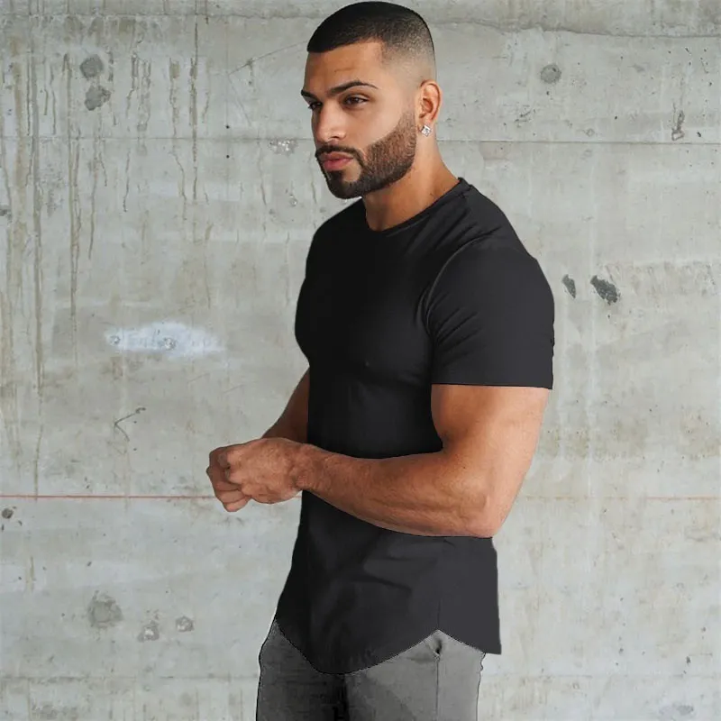 Men's Muscle Short Sleeve Sweat T-shirts Quick drying Gyms Super Extreme Tops Breathable Stretch Tee LJ200827