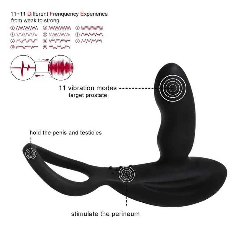 NXY Vibratori Levett Usb Ricaricabile Massaggiatore prostatico Spina anale maschile Giocattoli sessuali uomo Anello wireless Telecomando Vibratore 220110