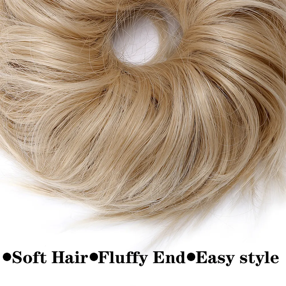 Messy Hair Bun Piece Tousled Hairpiece Elastic Band Chignon Curly Scrunchie Updo Ponytail Pony Tail Cover Syntetiska tillbehör FO7685084