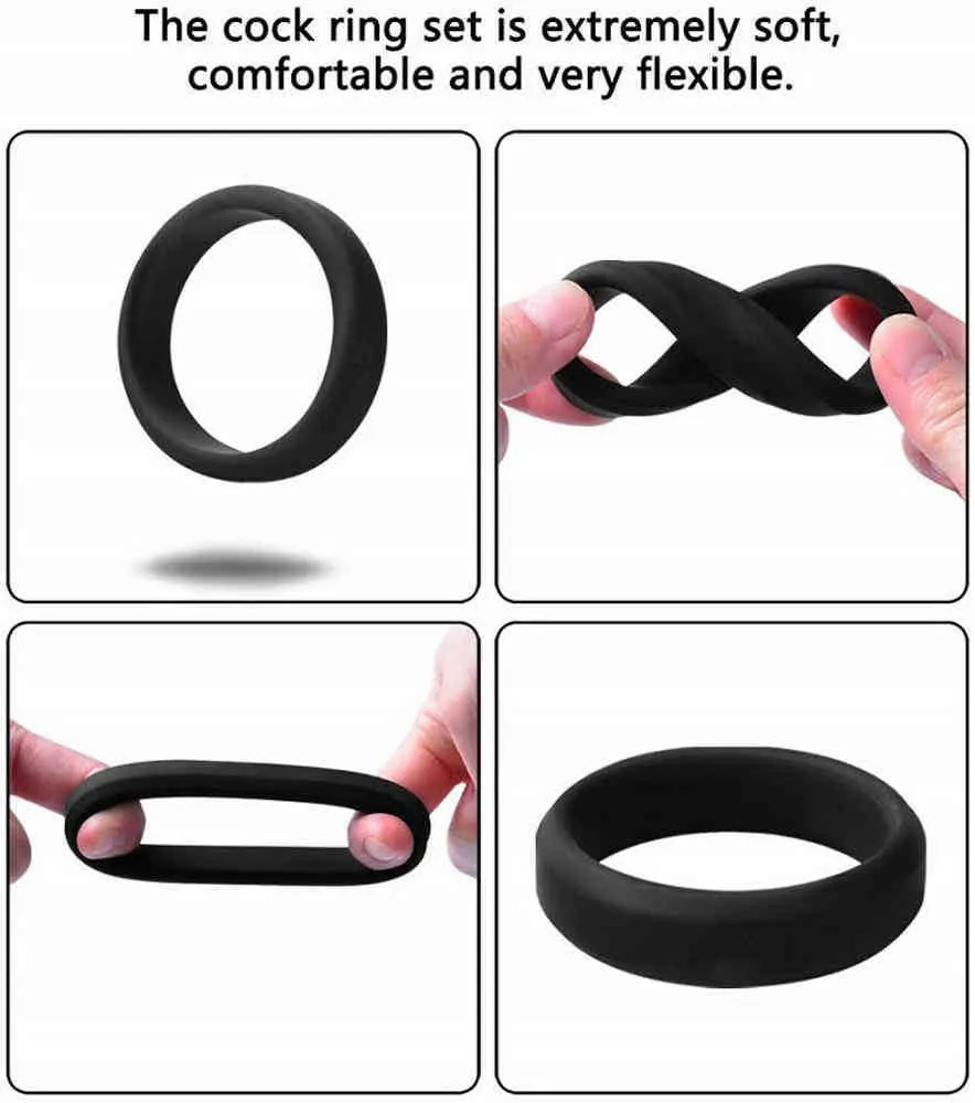 2022 pièces Silicone Cock 3 anneau pénis améliorer l'érection pour les hommes retarder l'éjaculation Cockring produits intimes boutique Q0508268V