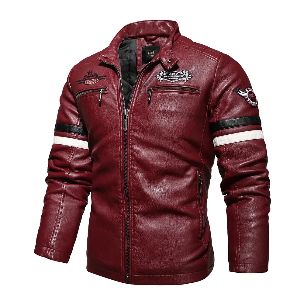 Fashion Brand Men's Retro PU Jackets Men Slim Fit Motorcycle Leather Jacket Outwear Male Warm Bomber Military Outdoor Coat 201201