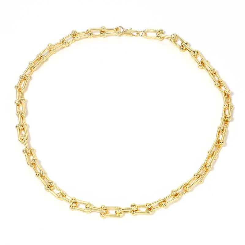 Kedjor Aitiei Designkedja U Typ Choker -halsband för kvinnor med 3 tum svans högkvalitativ Copper Hip Hop Fashion Jewelry315W