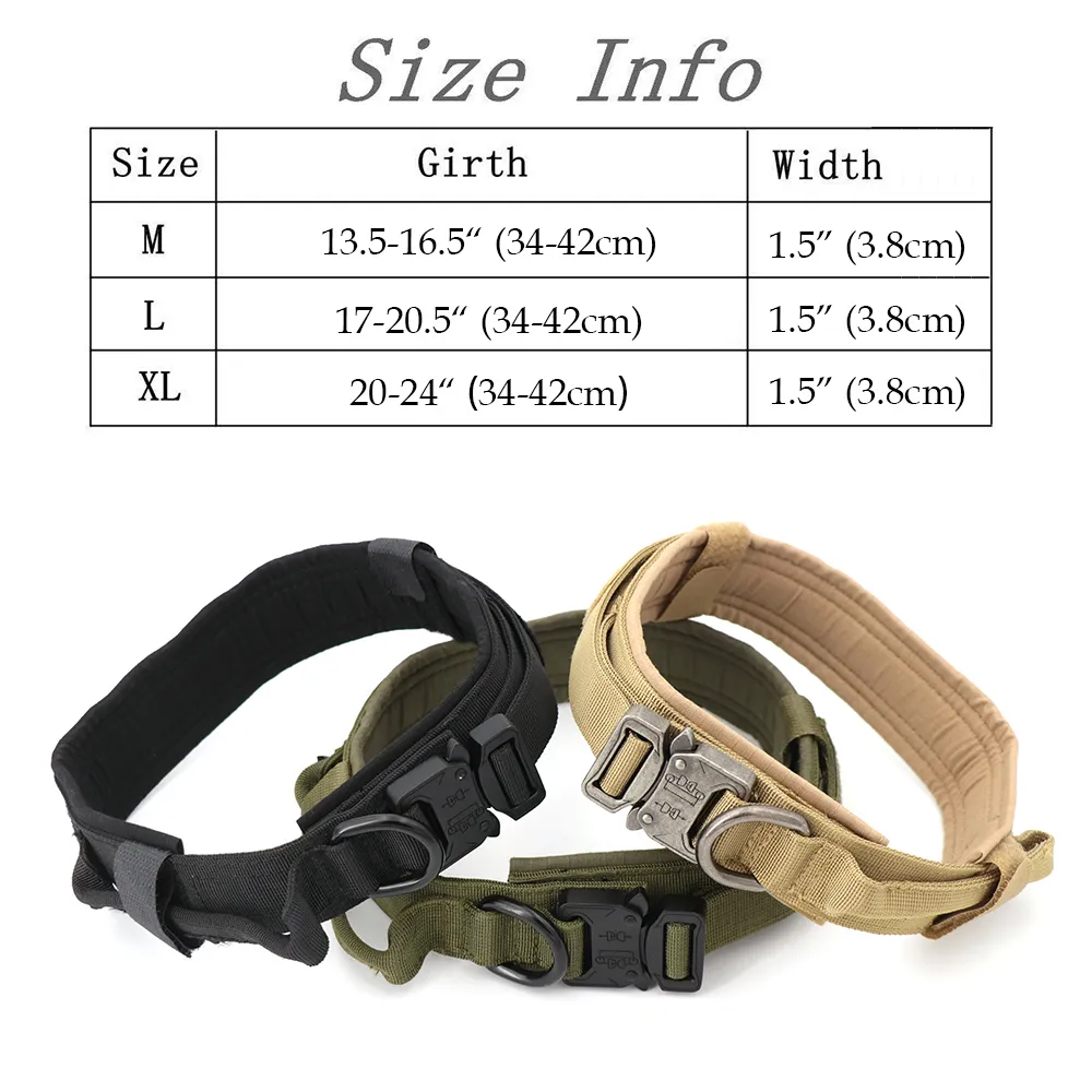 Hondenkraag Verstelbare Militaire Tactische Huisdieren Dog Collars Leash Control Handvat Training Pet Cat Dog Collar voor kleine grote honden LJ201113