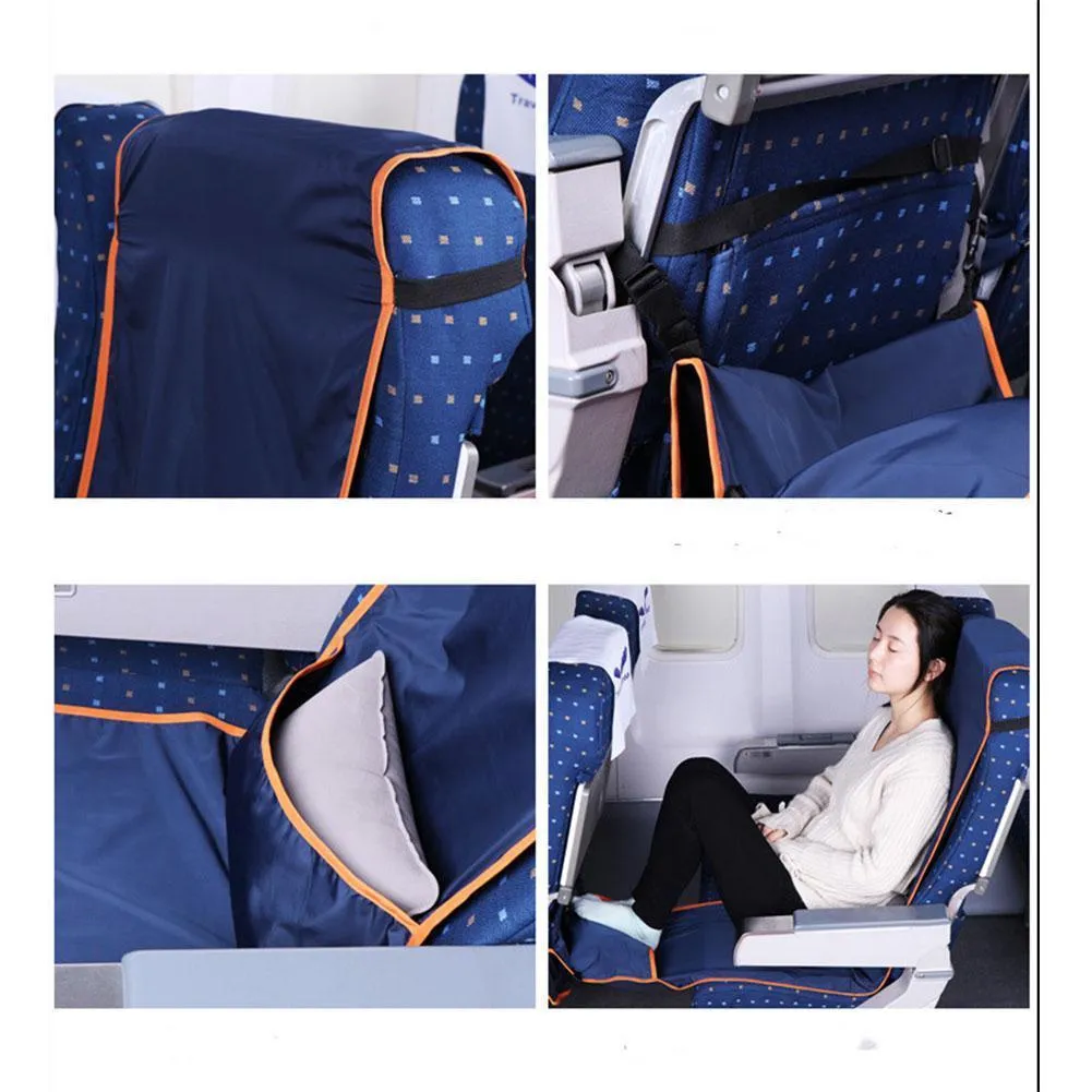 Height Adjustable Footrest Hammock with Inflatable Pillow Seat Cover for Planes Trains Buses 190X40CM Y200327256l