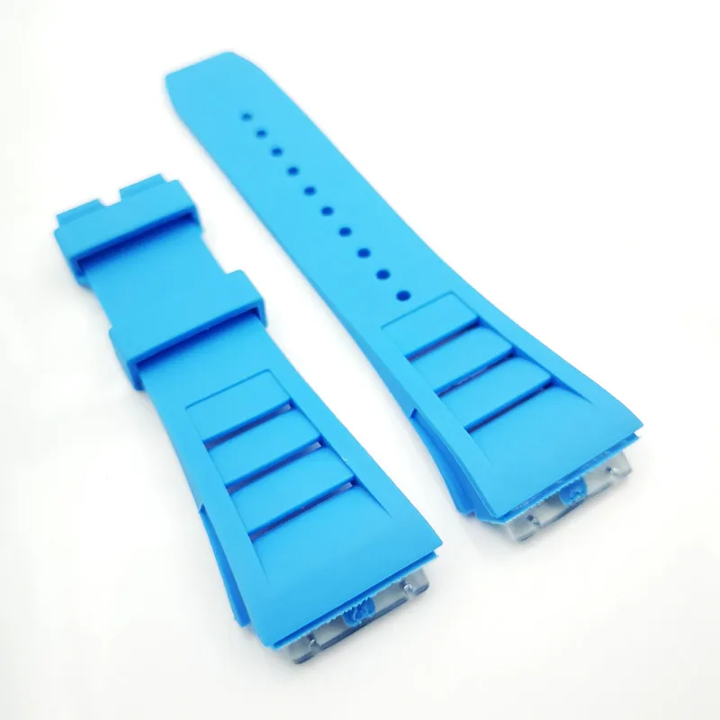 Bracelet de montre en caoutchouc bleu bébé, 25mm, pour RM011 RM 50-03 RMRM50-01236d