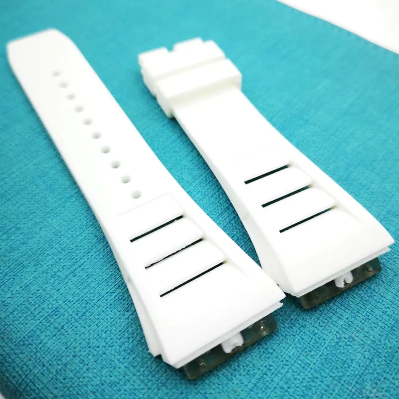 Bracelet de montre blanc en caoutchouc, 25mm, pour RM011 RM 50-03 RM50-012716