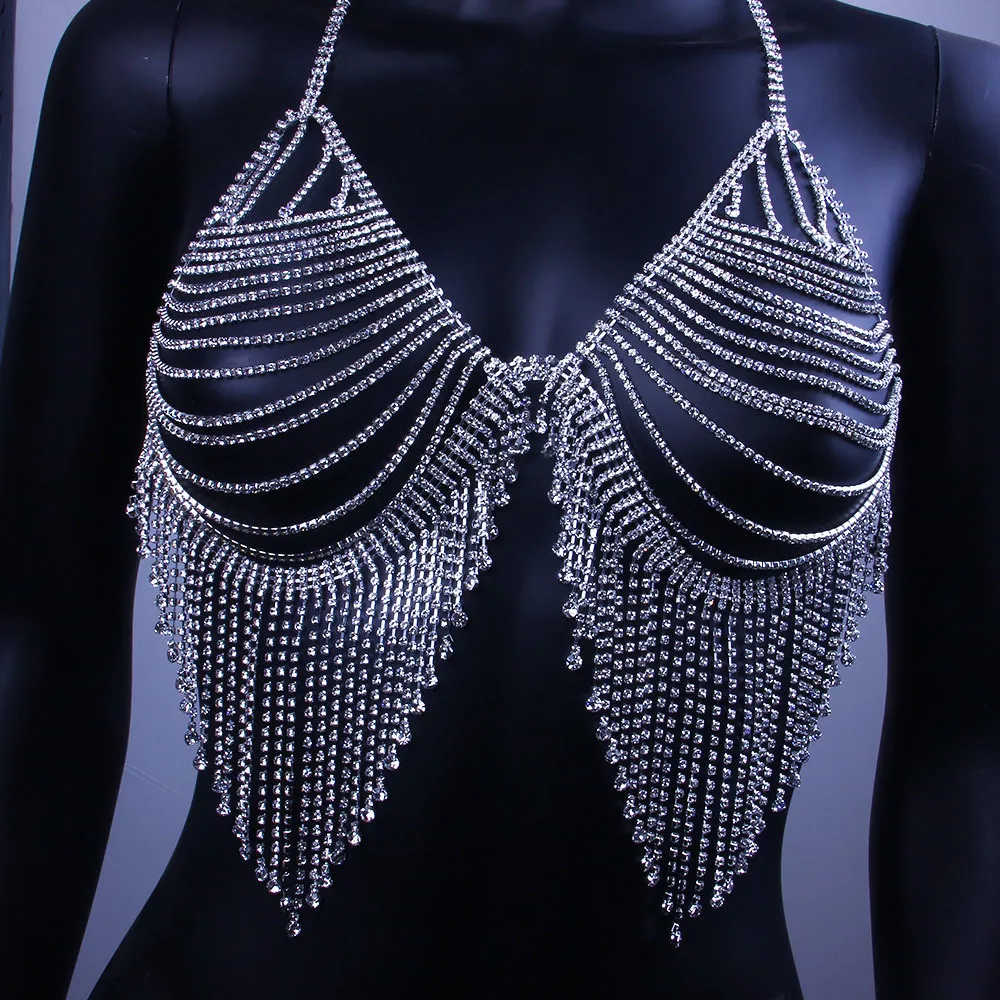 Rhinestone Tassel Bralette Set With Chain Necklace Sexy Rhinestone Body  Chain Lingerie For Women From Xue08, $12.13