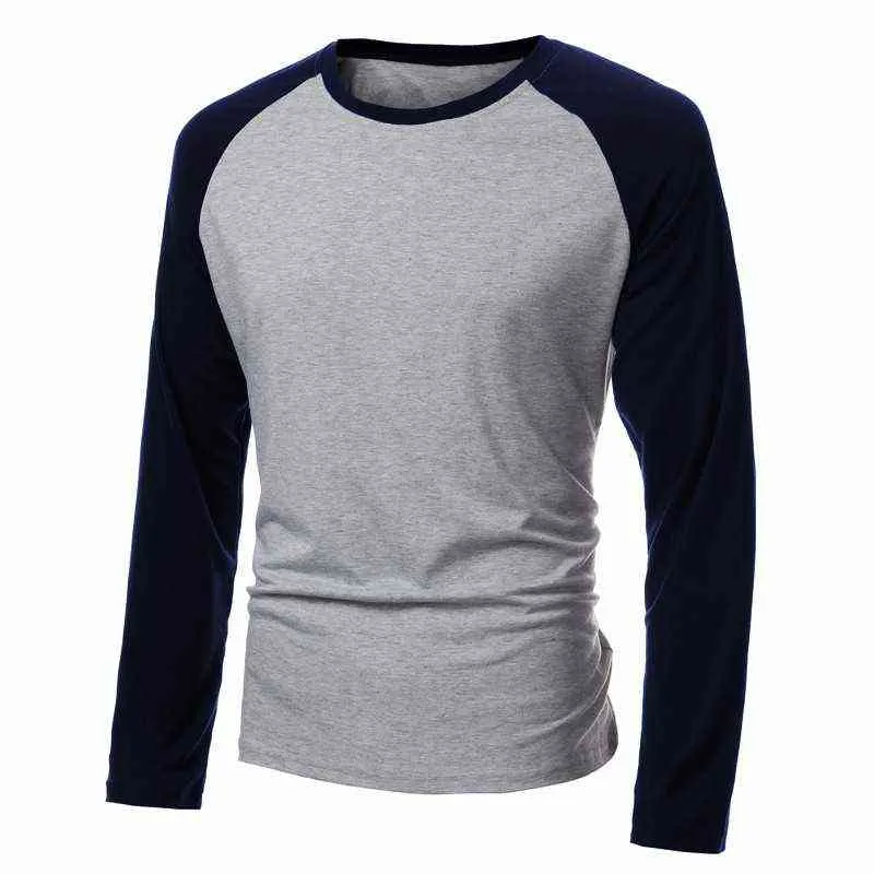 2021 printemps marque vêtements hommes à manches longues col rond T-shirts décontracté Baseball t-shirt hommes Raglan t-shirt Streetwear grande taille 4XL G1222
