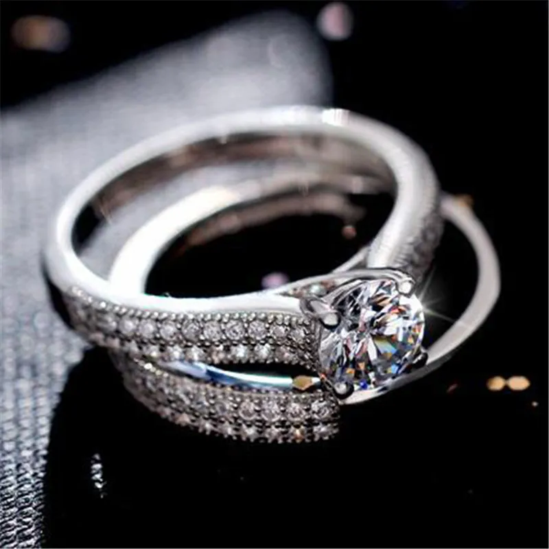 Винтажный женский комплект с кристаллами, круглый обручальное кольцо, модное черное золото, свадебное обручальное кольцо, кольца с цирконом и камнем для женщин2258