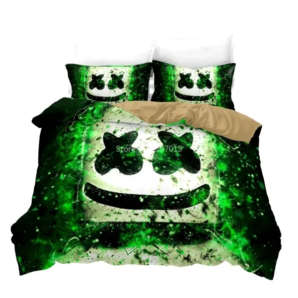 DJ Marshmello 3D Zestaw pościeli nadrukowane poduszka podwójna podwójna pełna królowa King Bed -Blothes Pokrywa Zestawy pokrywy C10182061