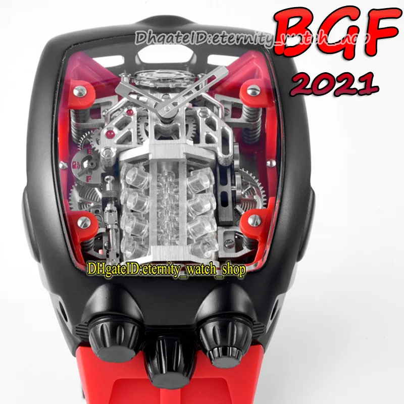 BGF 2021最新製品スーパーランニング16シリンダーエンジンブラックダイヤルエピックXクロノカリフォルニアV16オートマチックメンズウォッチブラックケースETERNIT320K