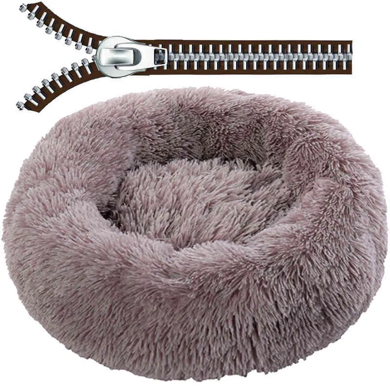 Round Removable Cover Dog Sofa Bed Dog Kennel with Zipper Washable Pet Bed Cat Mats Warm Sleeping Sofa for Large and Small Dog 211220K