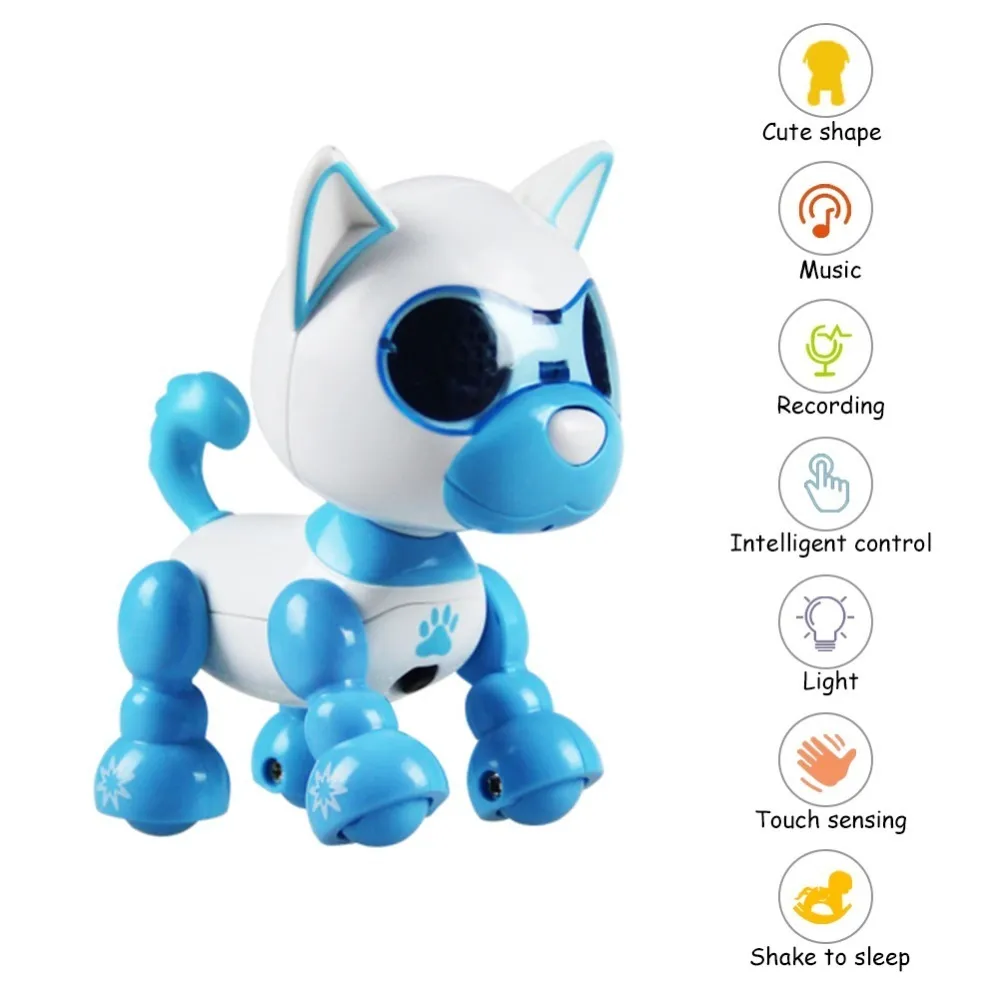 Robot Toy Dog Interactive Smart Puppy Robotic Dog LED Eyes Sound Recording Sing Sleep Cute Action Figure Education Toys LJ201105