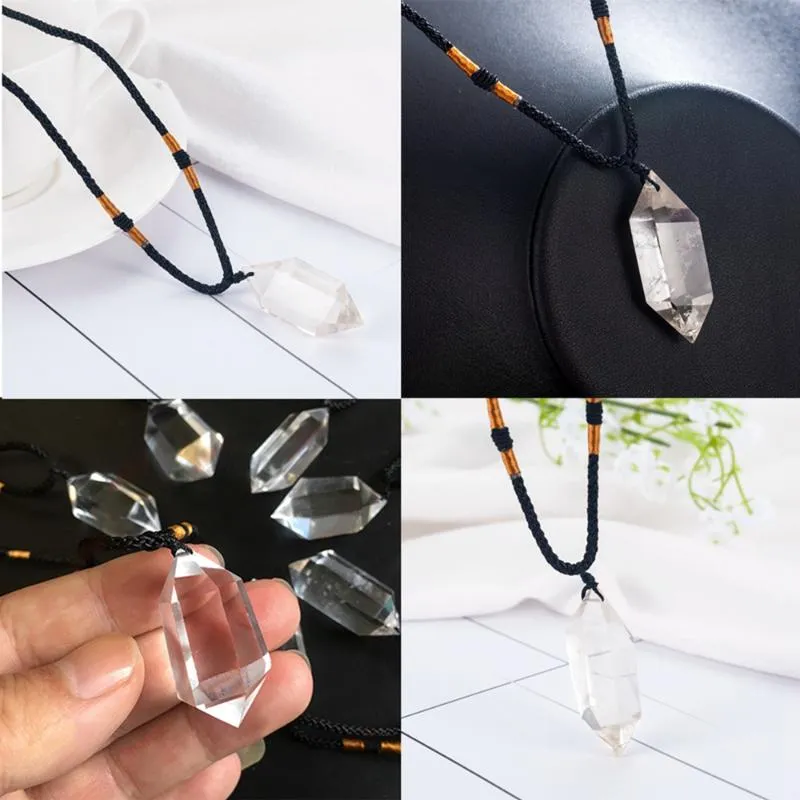Colliers pendentifs Fashion Natural Clear Quartz Crystal Pendule Collier Chakra Guérison Collares Men Largos Mujer Whole1249y