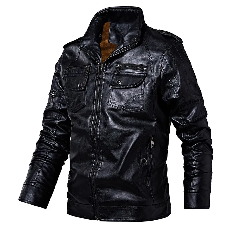 Men's Leather Jackets Winter Fleece Casual Motorcycle Jacket Biker Leather Coats European Windbreaker Genuine Leather Jacket LJ201029